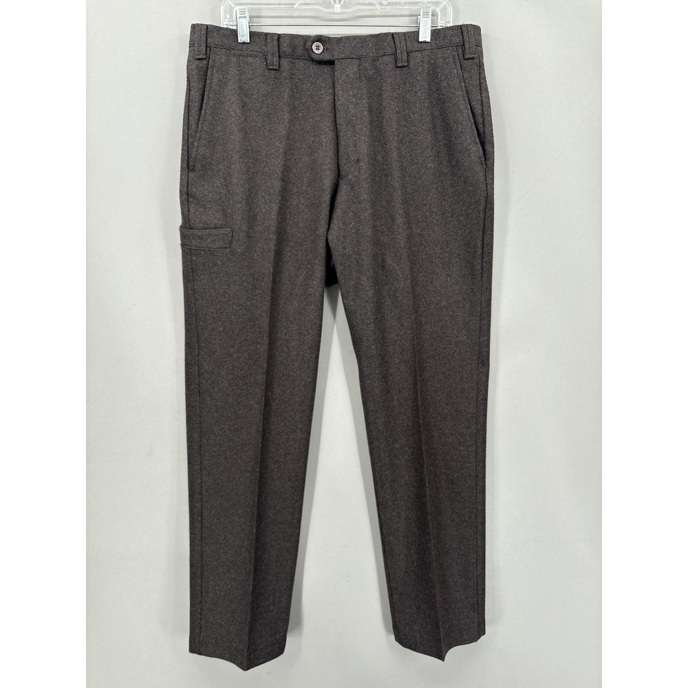 Isaia Pants Mens 34x31 Brown Flannel Wool Cargo Tapered Dress Trousers Italy